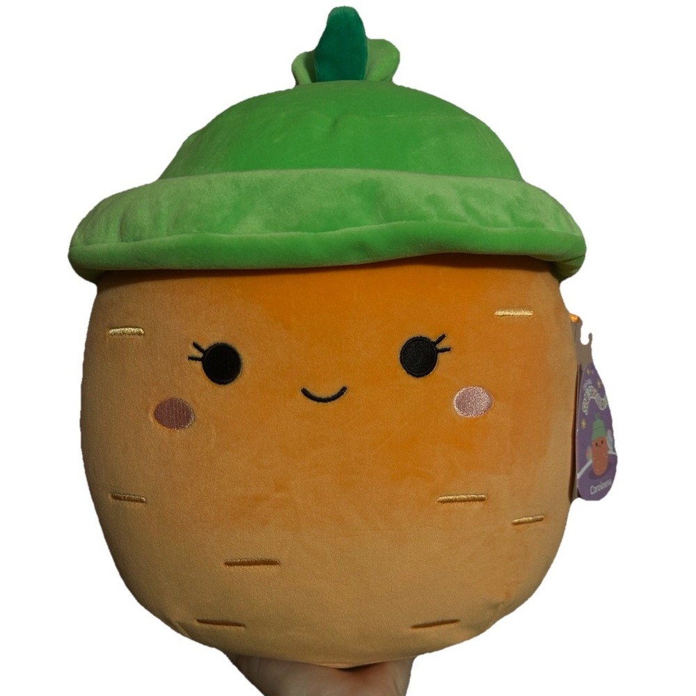 Squishmallow‎ Caroleena the Carrot Wearing Bucket Hat 12 inch NWT
